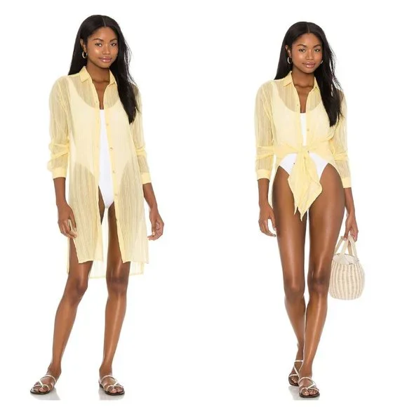 PQ Shea Cover Up Button Down Citrine Yellow Size XS/S - Picture 1 of 12